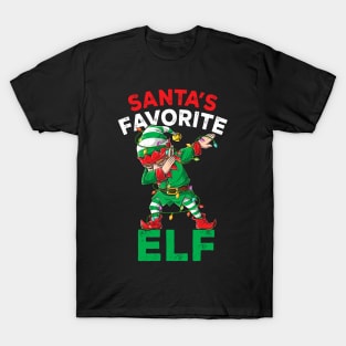 Funny Santa's Favorite Elf Squad Christmas Pajama Matching T-Shirt